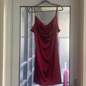 Red slip dress
